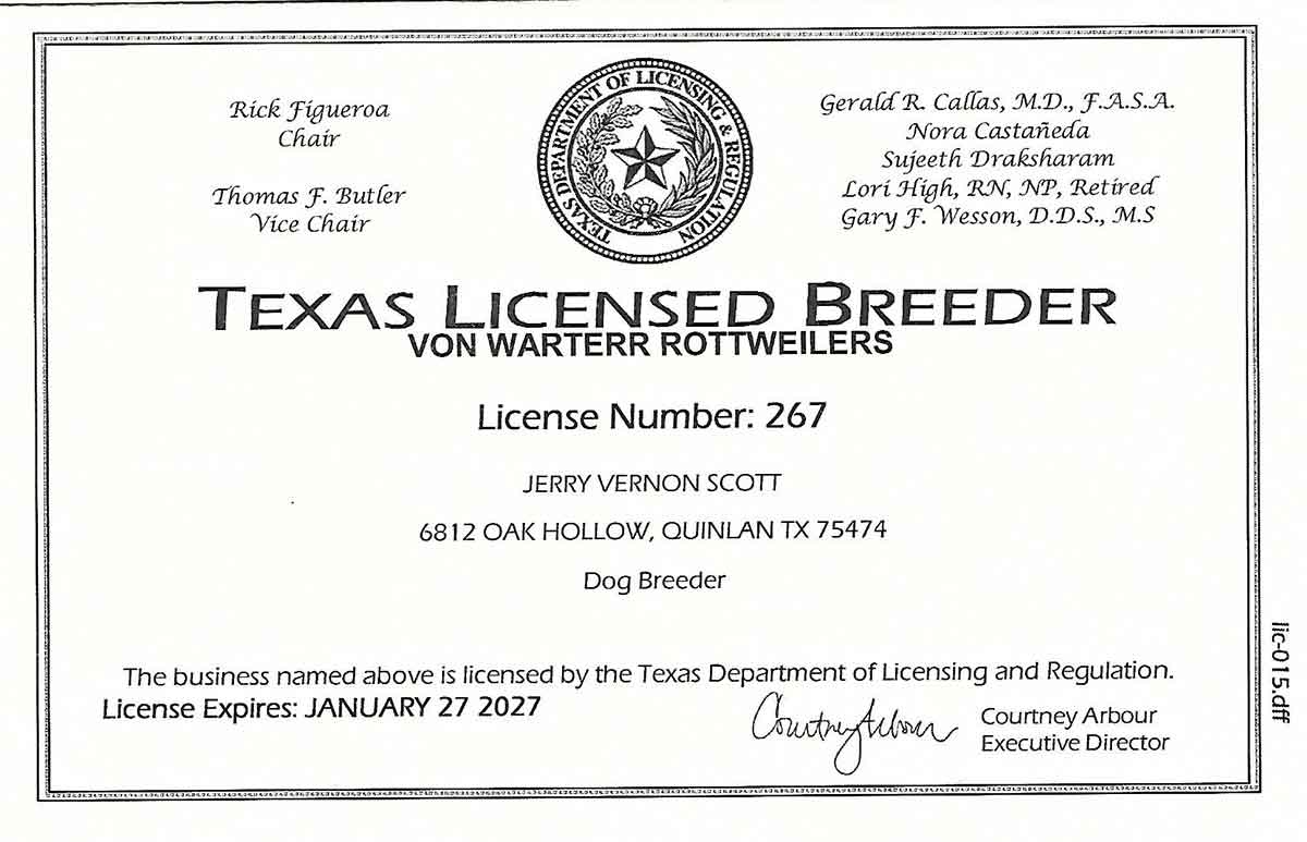 Texas Licensed Breeder