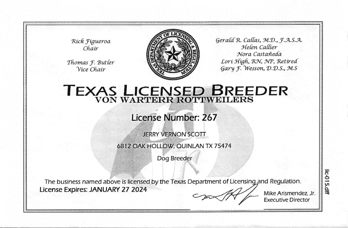 Texas Licensed Breeder
